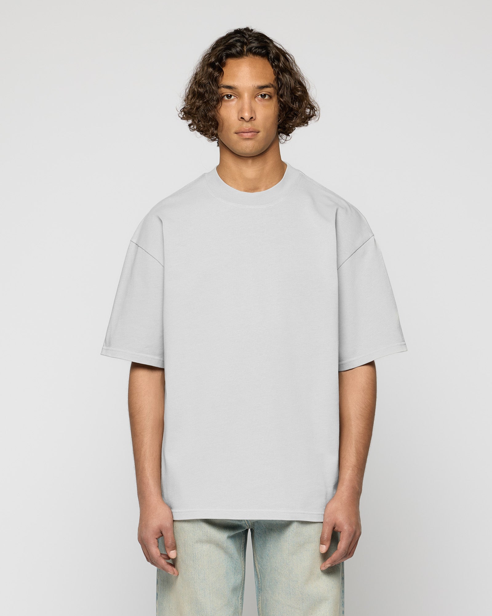 Heavy Light Gray Basic T Shirt eightyfiveclo