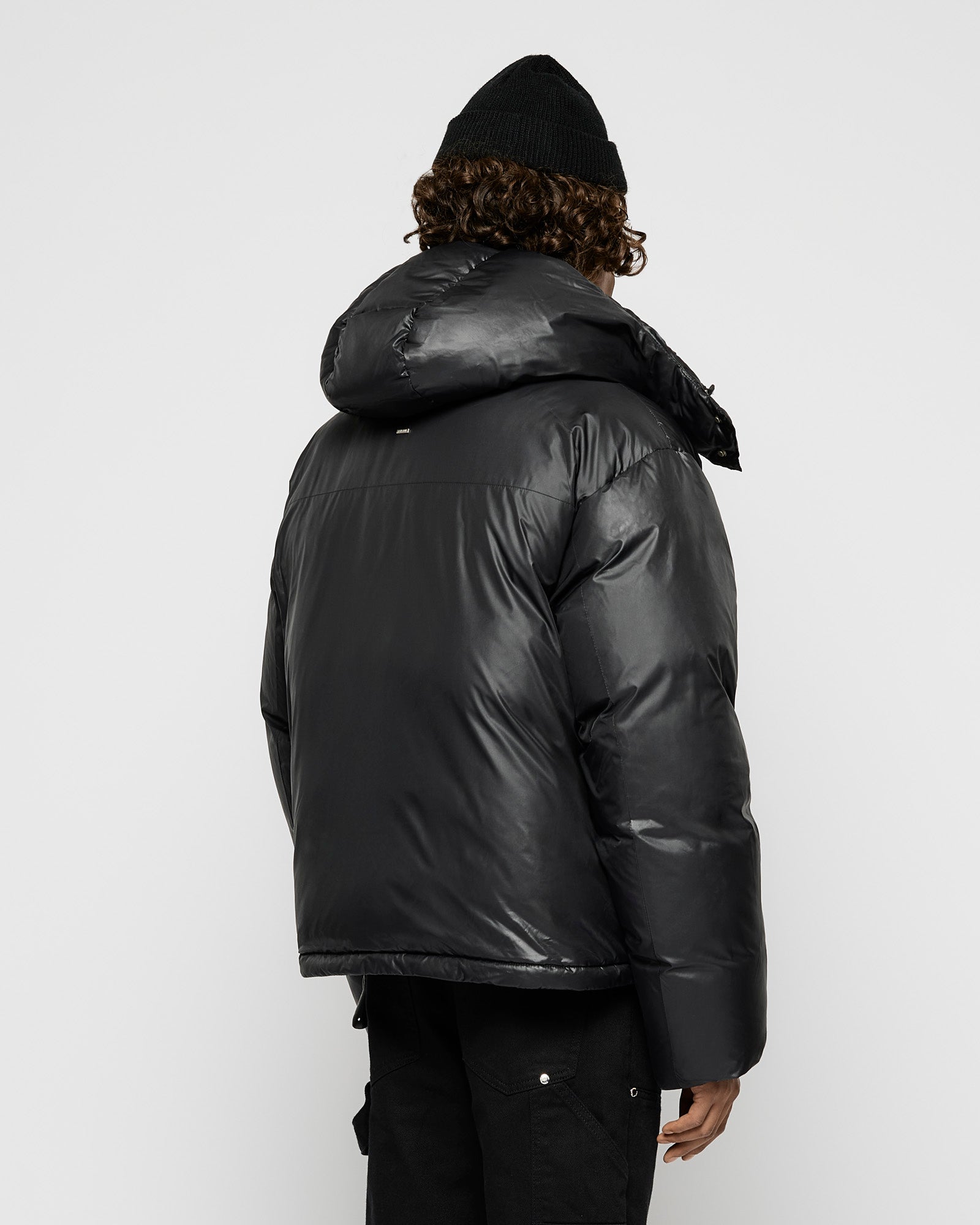 Black puffer coat hooded online