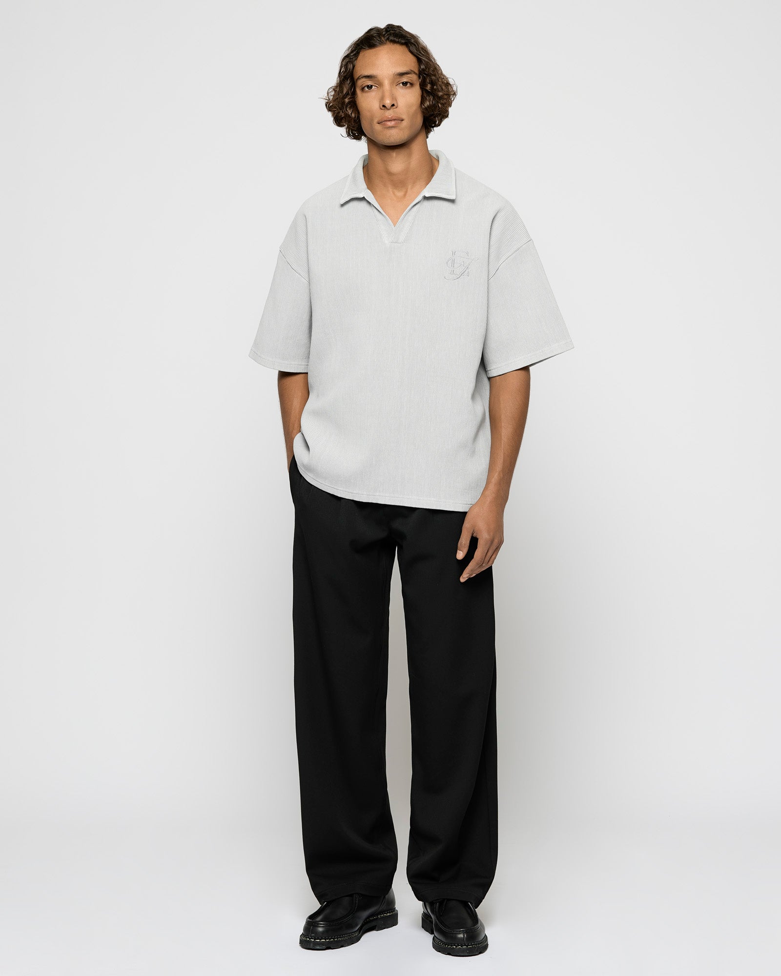 Embroidered Ribbed Polo T-Shirt