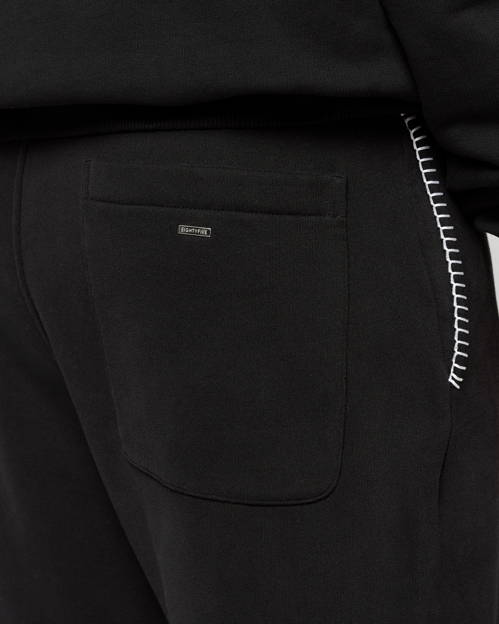 Contrast Whipstitch Wide Sweatpants