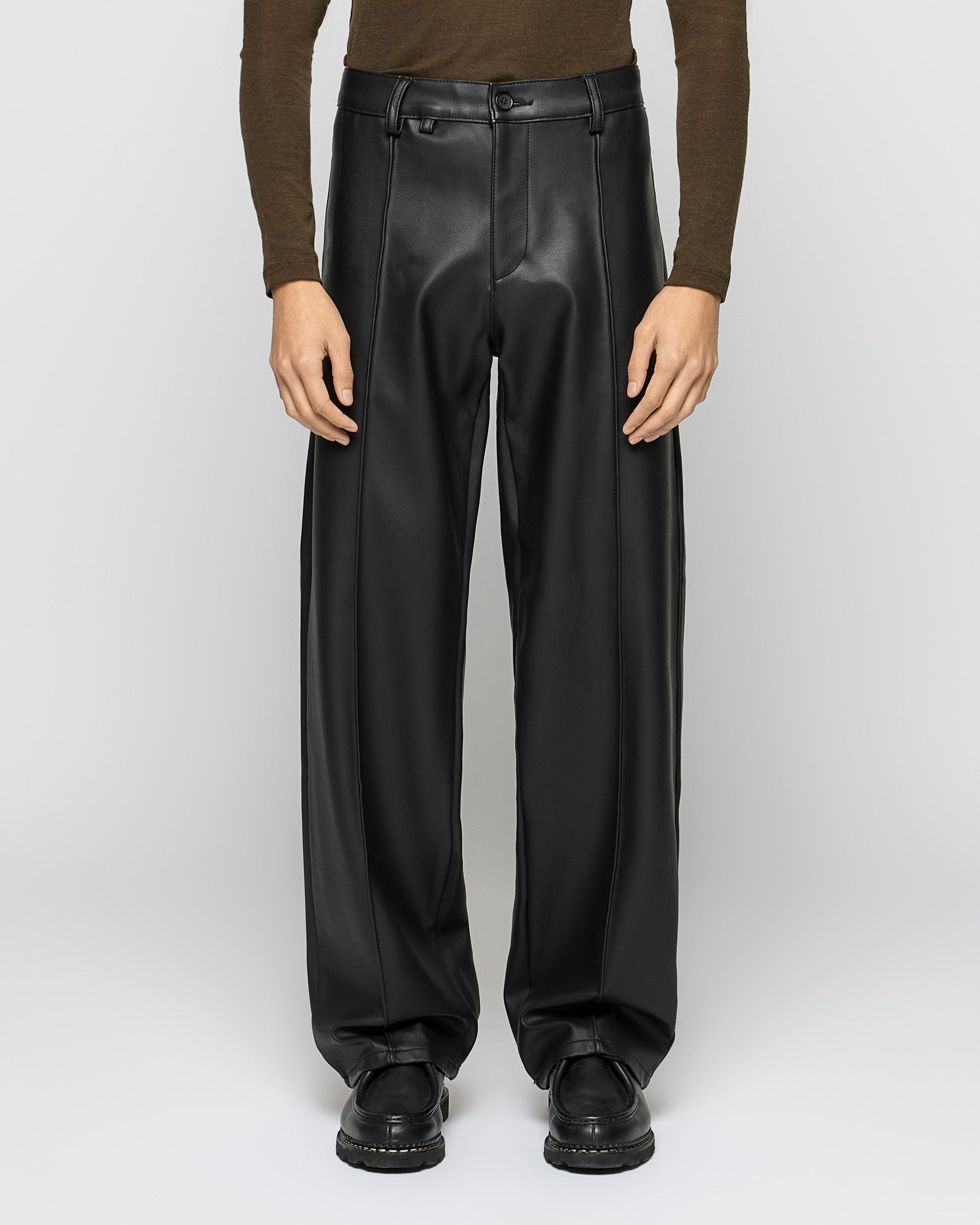 Leather Regular Tailored Pants