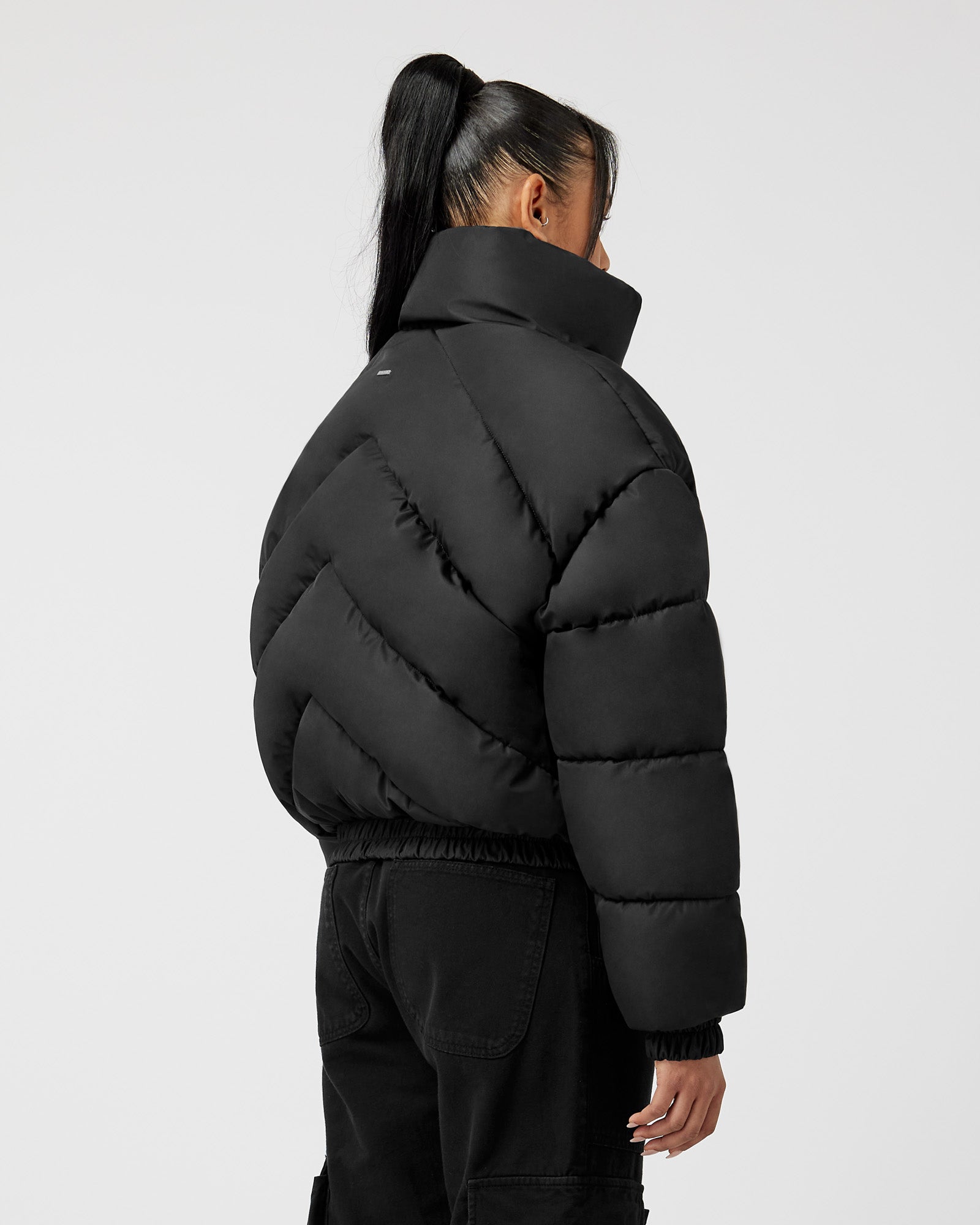 Hooded cropped puffer on sale jacket