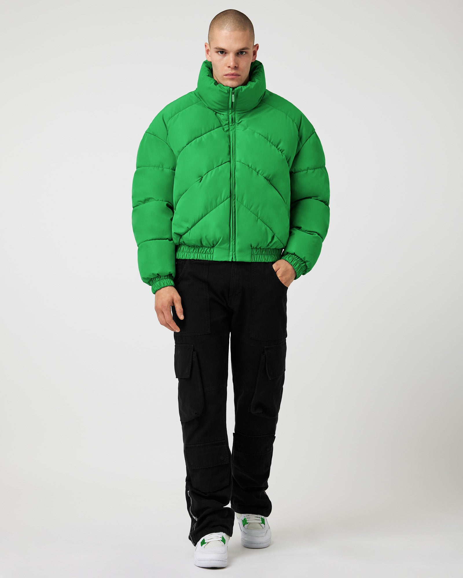 Cropped green clearance puffer jacket