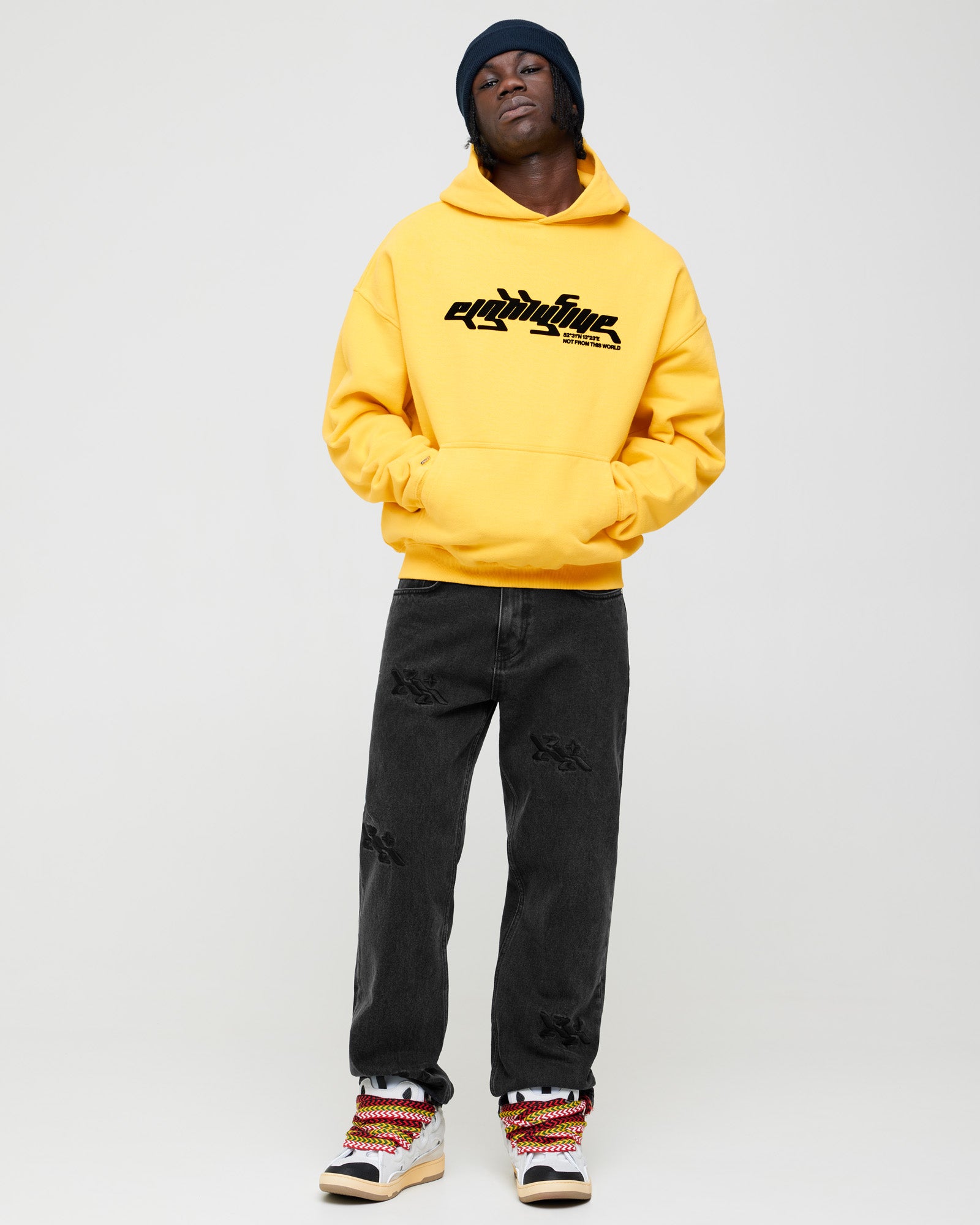 Yellow logo cheap hoodie